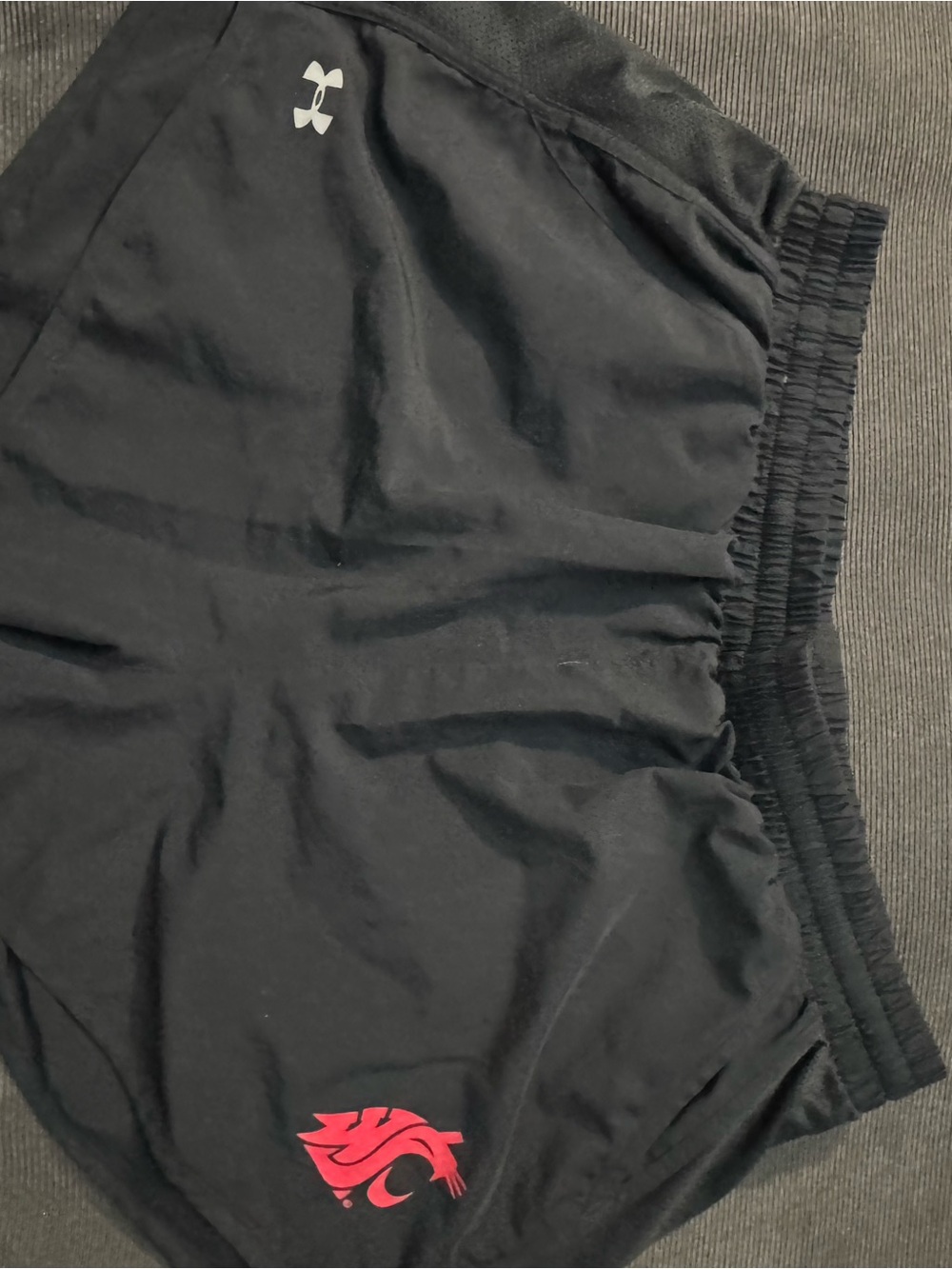 Under Armour Black Washington state Women's Athletic Shorts with Red Accent